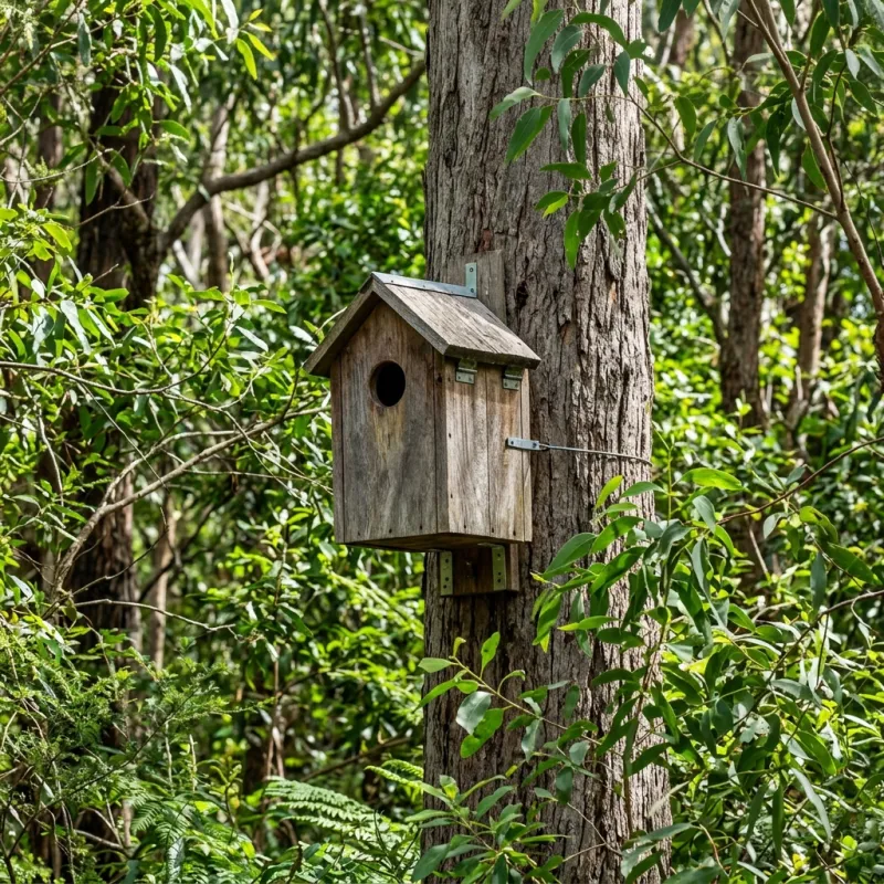 Animal nesting box installed as a humane alternative to a Bunyip roof cavity