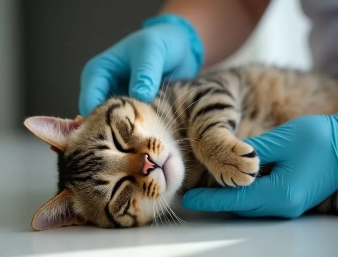Specialist carefully handling a deceased cat with dignity in Bunyip